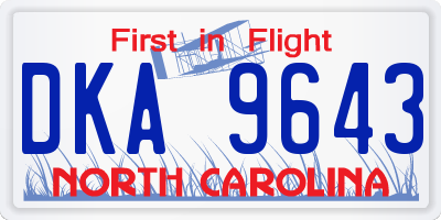 NC license plate DKA9643