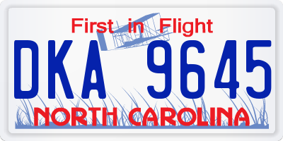 NC license plate DKA9645