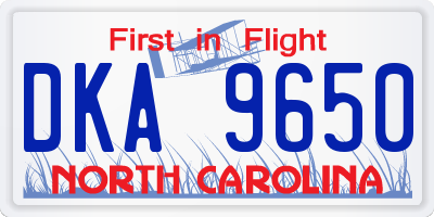 NC license plate DKA9650