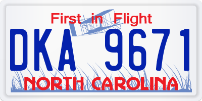 NC license plate DKA9671