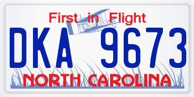 NC license plate DKA9673