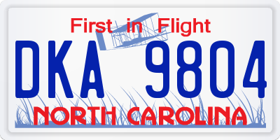 NC license plate DKA9804