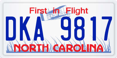 NC license plate DKA9817