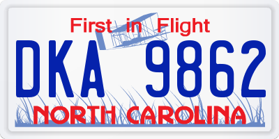 NC license plate DKA9862