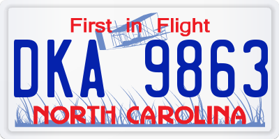 NC license plate DKA9863