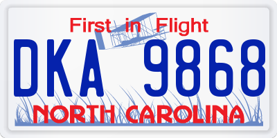 NC license plate DKA9868