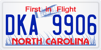 NC license plate DKA9906