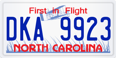 NC license plate DKA9923