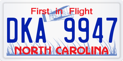 NC license plate DKA9947