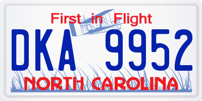 NC license plate DKA9952