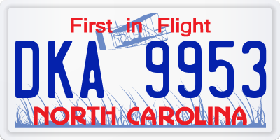 NC license plate DKA9953