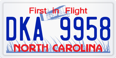 NC license plate DKA9958