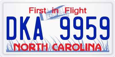 NC license plate DKA9959