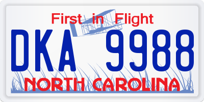 NC license plate DKA9988