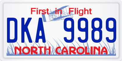 NC license plate DKA9989