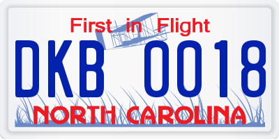 NC license plate DKB0018