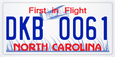 NC license plate DKB0061