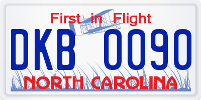NC license plate DKB0090