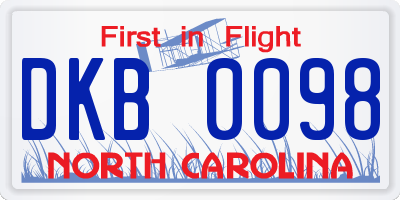 NC license plate DKB0098