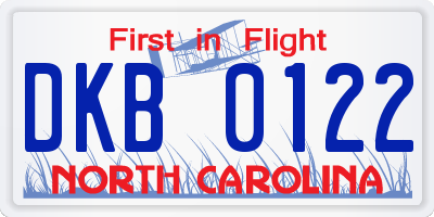 NC license plate DKB0122