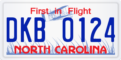 NC license plate DKB0124