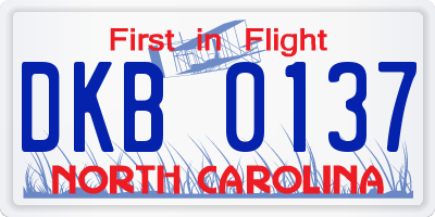 NC license plate DKB0137