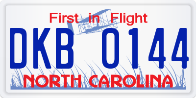 NC license plate DKB0144