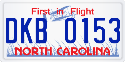 NC license plate DKB0153