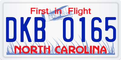 NC license plate DKB0165