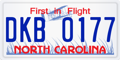 NC license plate DKB0177