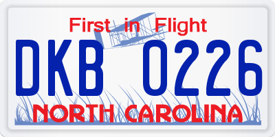NC license plate DKB0226