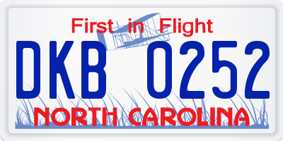 NC license plate DKB0252
