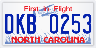 NC license plate DKB0253