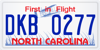 NC license plate DKB0277