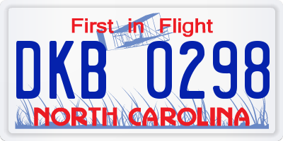 NC license plate DKB0298
