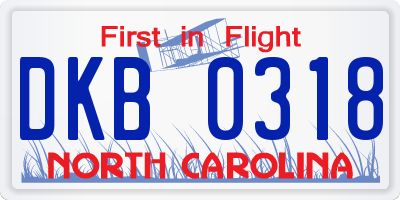 NC license plate DKB0318