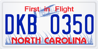 NC license plate DKB0350