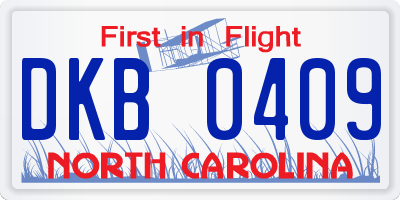 NC license plate DKB0409