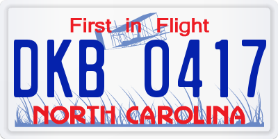 NC license plate DKB0417