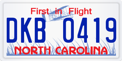 NC license plate DKB0419