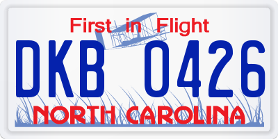 NC license plate DKB0426