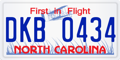 NC license plate DKB0434