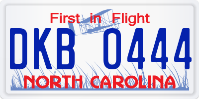 NC license plate DKB0444