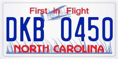 NC license plate DKB0450