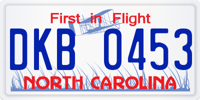 NC license plate DKB0453