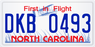 NC license plate DKB0493