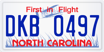 NC license plate DKB0497