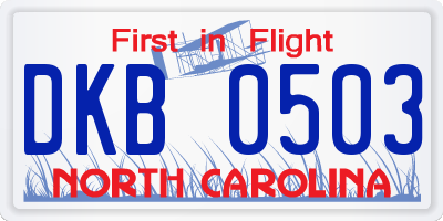 NC license plate DKB0503