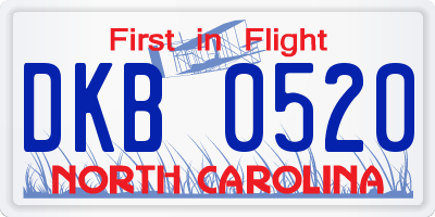 NC license plate DKB0520