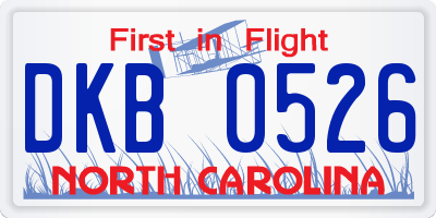 NC license plate DKB0526